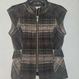 ba&sh Women's Checkered Vest - Green and Brown